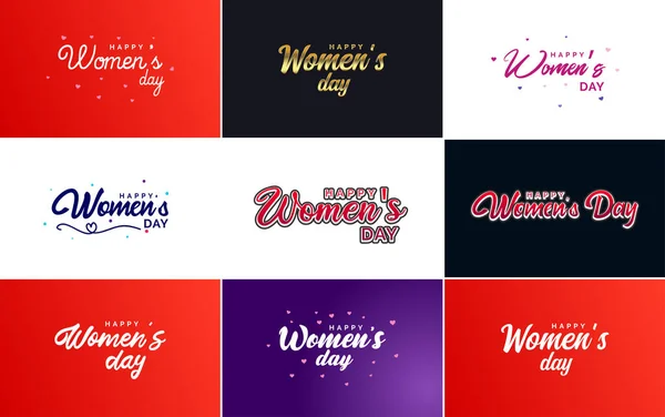 International Women Day Vector Hand Written Typography Background Gradient Color — Vetor de Stock