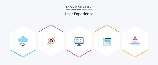User Experience Flat Icon Pack Including Startup Computer Media Wire — Stok Vektör
