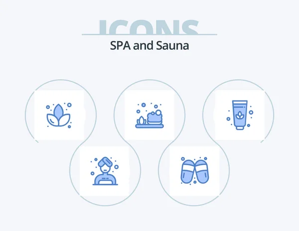 Sauna Blue Icon Pack Icon Design Flower Cream Soap — стоковый вектор