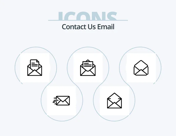 Email Line Icon Pack Icon Design Open Mail Delete Mail — Vetor de Stock