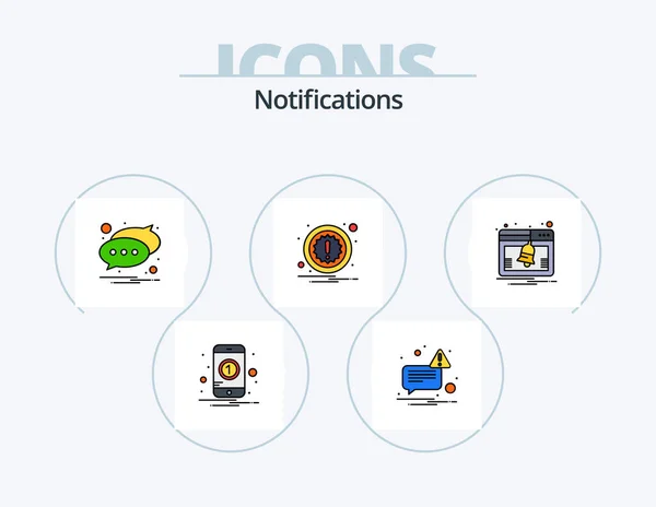 Notifications Line Filled Icon Pack Icon Design Wireless Technology Caution — Stockvector