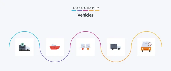 Vehicles Flat Icon Pack Including Car Transport Caterpillar Vehicles Lorry — Stockvektor