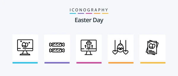 Easter Line Icon Pack Including Heart Pin Holiday Easter Location — 图库矢量图片
