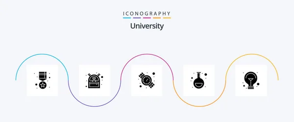 University Glyph Icon Pack Including Idea Hand Watch Research Flask — Vettoriale Stock