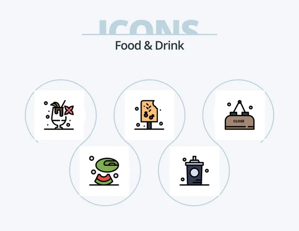 Food Drink Line Filled Icon Pack Icon Design Coffee Drink — 图库矢量图片