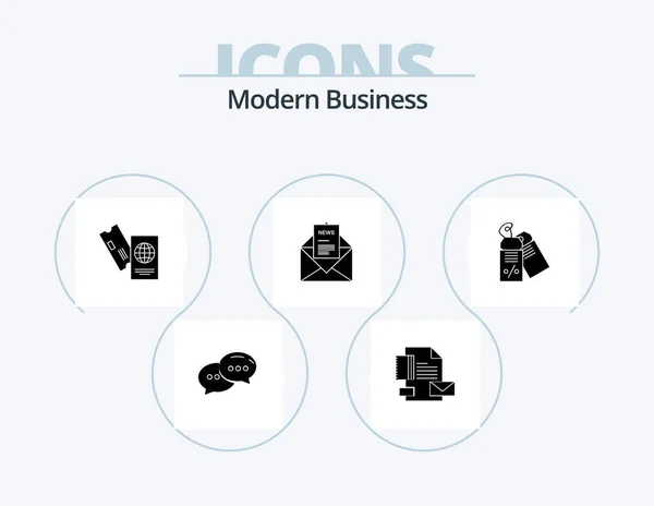 Modern Business Glyph Icon Pack Icon Design Corresponding Email Identity — ストックベクタ