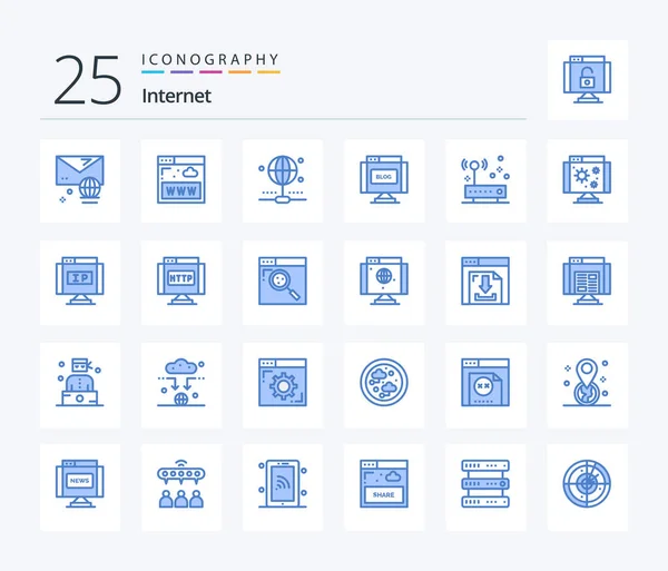 Internet Blue Color Icon Pack Including Internet Connection Connection Write — Stockový vektor