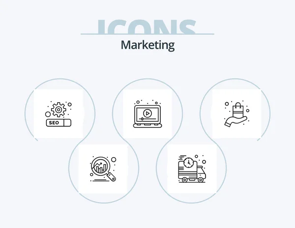 Marketing Line Icon Pack Icon Design Eye Target Sign Board — Stock vektor