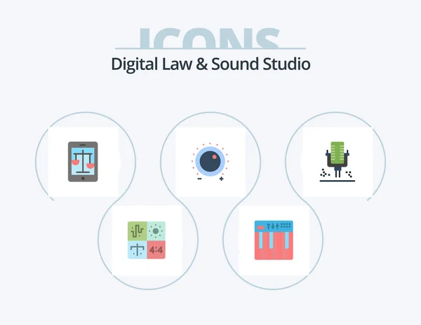 Digital Law Sound Studio Flat Icon Pack Icon Design Gain — Vetor de Stock