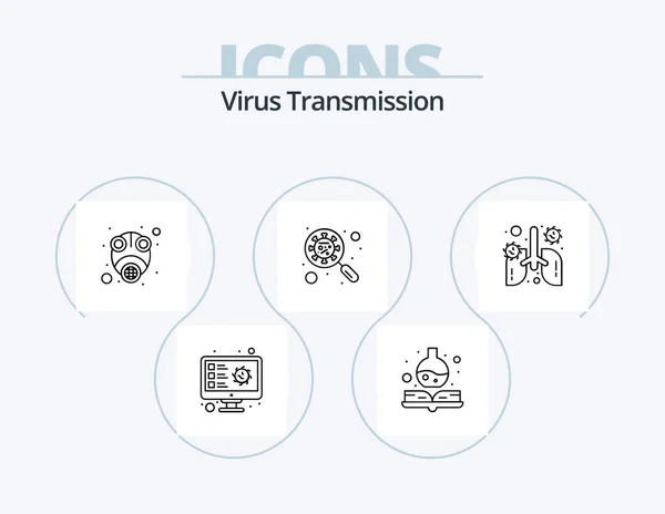 Virus Transmission Line Icon Pack Icon Design Safety Virus Virus — Stok Vektör