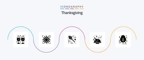 Thanksgiving Glyph Icon Pack Including Plant Thanks Day Jar Chicken — стоковый вектор