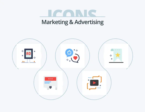 Marketing Advertising Flat Icon Pack Icon Design Advertising Media Commercial — Stockový vektor