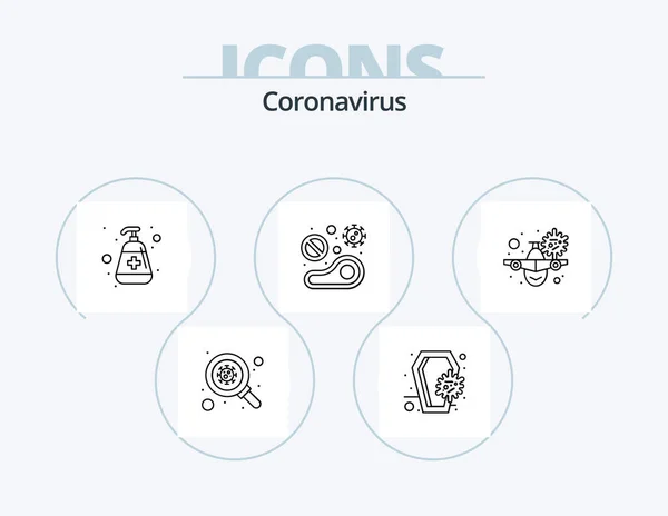 Coronavirus Line Icon Pack Icon Design News Skull Tablet Infection — Stockvector