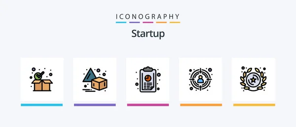 Startup Line Filled Icon Pack Including Business Success Analytics Mountain — Stock vektor