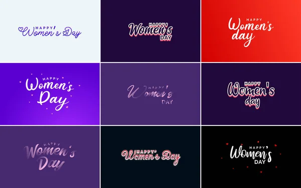 March 8Th Typographic Design Set Happy Women Day Text — Stockvektor