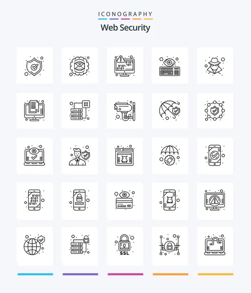 Creative Web Security Outline Icon Pack Anonymous Keyboard Data Encryption — Image vectorielle