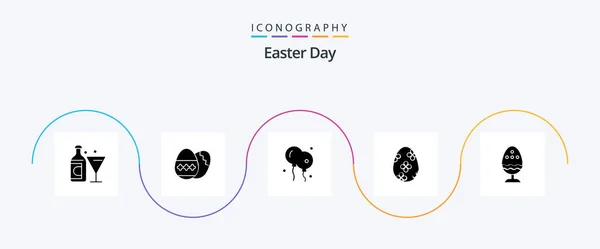 Easter Glyph Icon Pack Including Easter Boiled Bloon Egg Easter — Stockvector