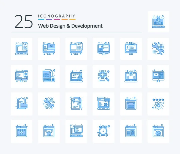 Web Design And Development 25 Blue Color icon pack including design. graphic. screen. edit. files