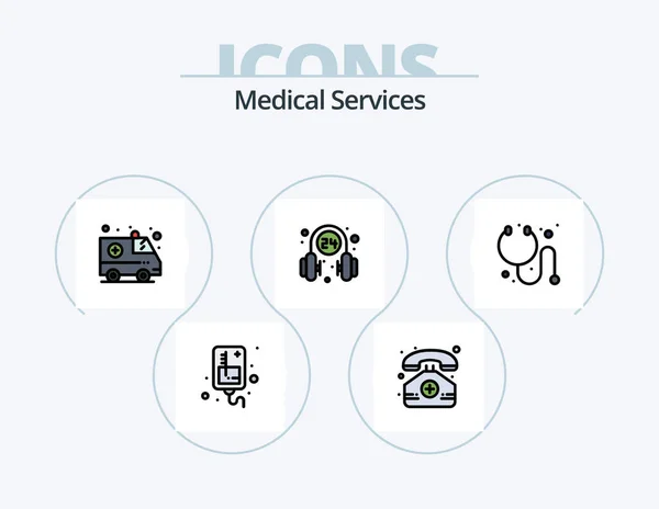 Medical Services Line Filled Icon Pack Icon Design Medical Ambulance — Stockvector