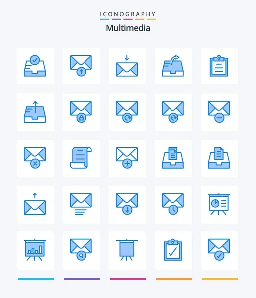 Creative Multimedia Blue Icon Pack Private Mail Send Send Mailbox — Stock Vector