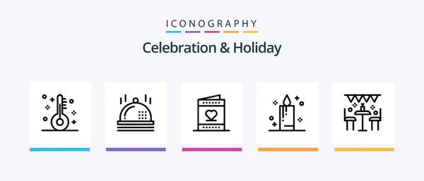 Celebration Holiday Line Icon Pack Including Celebration Holiday Event Decoration — Stok Vektör