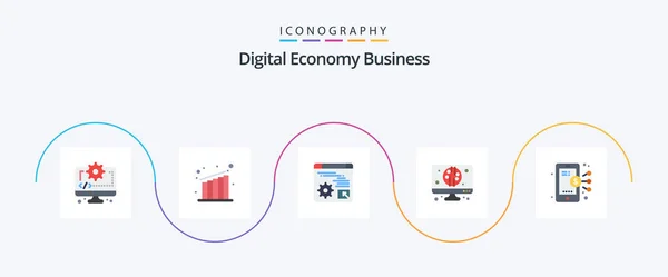 Digital Economy Business Flat Icon Pack Including Share Business Digital — Vetor de Stock