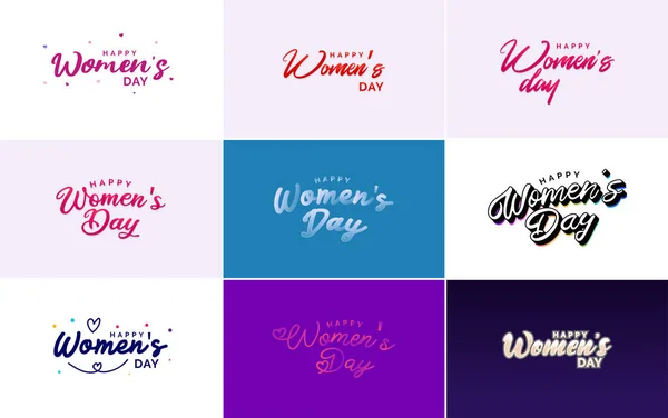 Set Happy Woman Day Handwritten Lettering Modern Calligraphy Collection Suitable — Image vectorielle