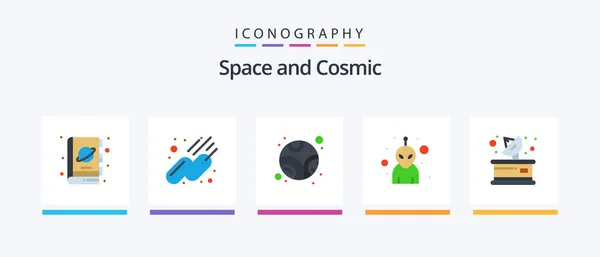 Space Flat Icon Pack Including Receiver Media Neptune Communication Avatar — Wektor stockowy