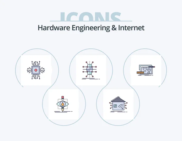 Hardware Engineering Internet Line Filled Icon Pack Icon Design Industry — Vector de stock