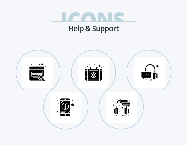 Help Ondersteuning Glyph Icon Pack Pictogram Ontwerp Steun Helpen Headset — Stockvector