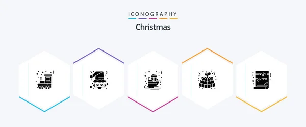 Christmas Glyph Icon Pack Including Gift Pack Gift Carriage Easter — Image vectorielle