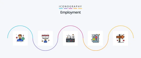 Employment Line Filled Flat Icon Pack Including Choice Job Computer — Wektor stockowy