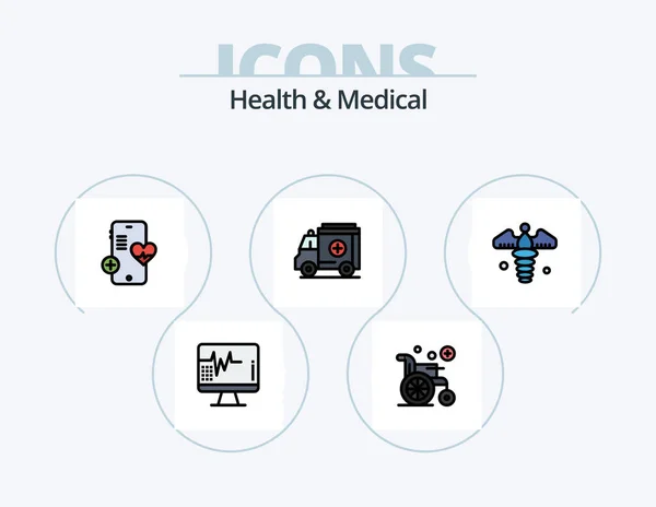 Health Medical Line Filled Icon Pack Icon Design Register Wheel — Vector de stock