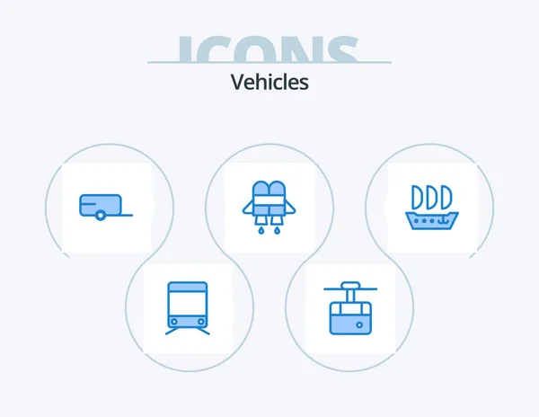Vehicles Blue Icon Pack Icon Design Trailer Ship Argosy — Stock Vector