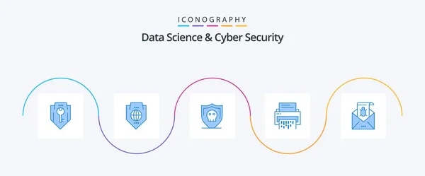 Data Science Cyber Security Blue Icon Pack Including Document Data — Stock Vector