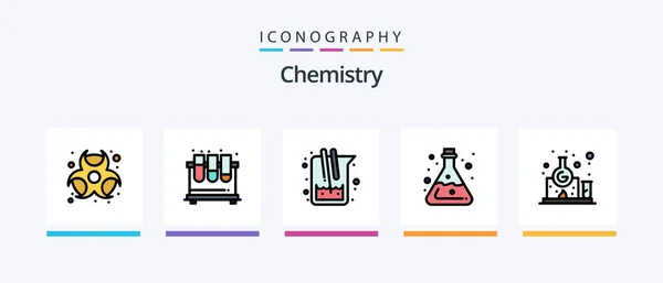Chemistry Line Filled Icon Pack Including China Year China Paper — Vettoriale Stock