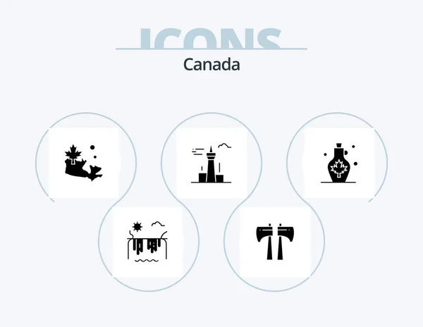 캐나다 Glyph Icon Pack Icon Design 카나다 랜드마크요 카나다 — 스톡 벡터