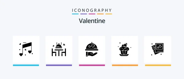 Valentine Glyph Icon Pack Including Love Love Dinner Day Valentine — Stock Vector