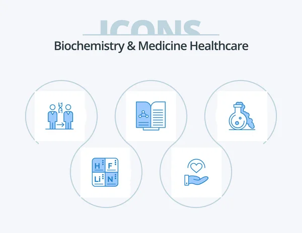 Βιοχημεία Και Ιατρική Υγεία Μπλε Εικονίδιο Πακέτο Σχεδίαση Εικόνων Φιάλη — Διανυσματικό Αρχείο