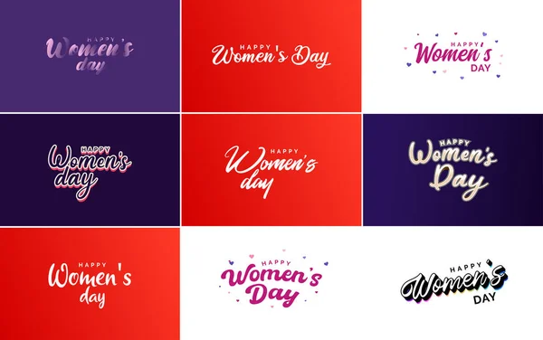 Abstract Happy Women Day Logo Love Vector Design Pink Red — Vector de stock