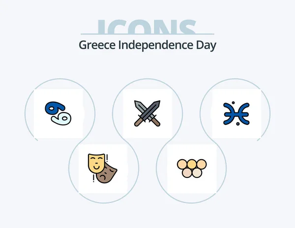 Linha Dia Independência Grécia Preenchido Icon Pack Icon Design Príncipe — Vetor de Stock
