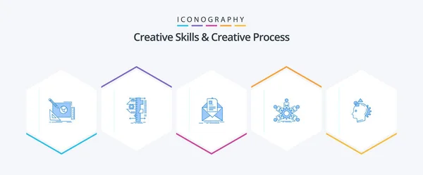 Creative Skills Creative Process Blue Icon Pack Including Leadership Team — Stock Vector