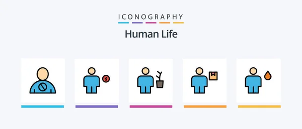 Human Line Filled Icon Pack Including Timer Body Avatar Avatar — Image vectorielle