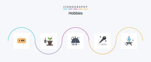 Hobbies Flat Icon Pack Including Hobbies Sew Easel Hobbies — Wektor stockowy