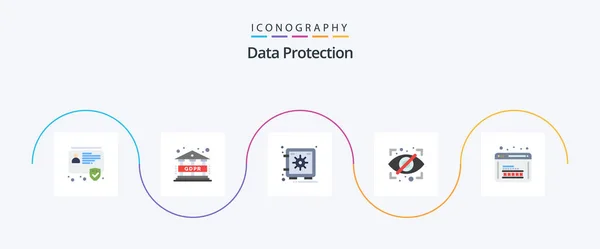 Data Protection Flat Icon Pack Including Programming Coding Safe Security — Stock Vector