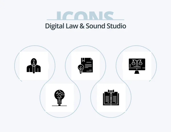 Digital Law Sound Studio Glyph Icon Pack Icon Design Digital — Stock Vector