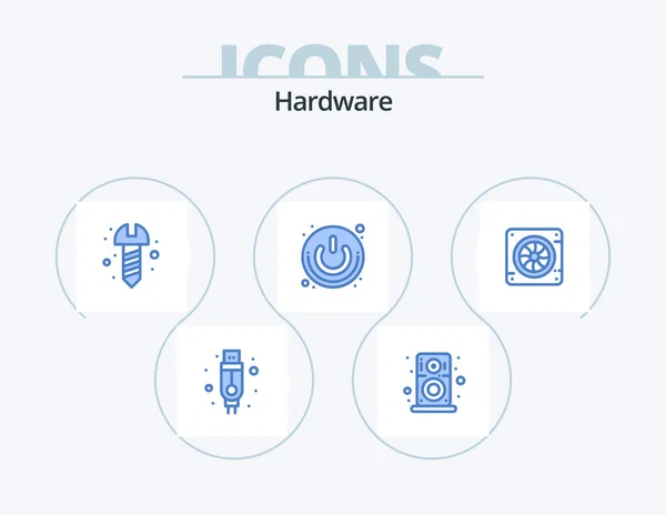 Hardware Blue Icon Pack Icon Design Fan Computer Hardware Switch — Stock Vector