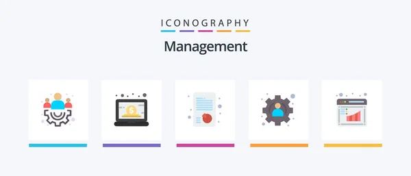 Management Flat Icon Pack Including Graph Board Growth User Management — Vettoriale Stock