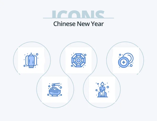 Chinesisches Neujahr Blue Icon Pack Icon Design Währung Chinesisch Chinesisch — Stockvektor