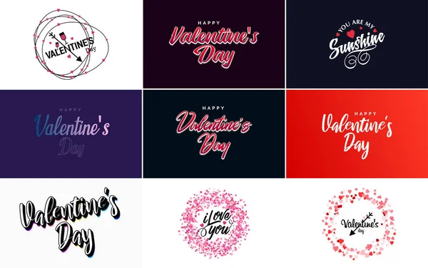 Happy Valentine Day Typography Poster Handwritten Calligraphy Text Isolated White — Stockový vektor